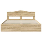 Bed Frame with Drawer Sonoma Oak 200 x 200 cm Engineer Wood 3412972