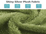 2 Seater Plush Bean Bag Sofa, Green Shiny Silver Speck Oversized Lazy Couch, High Density Sponge T5592P539593