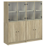 Bookcase with Doors Sonoma Oak 136x37x142 cm Engineered Wood 3206526