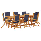 ZNTS 9 Piece Garden Dining Set Solid Wood Acacia and Textilene 3279307