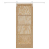 Sliding Door Brown 78 x 202 cm Solid Pine Wood 3333218