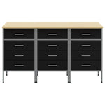 Work Cabinet with Drawer 3 pcs Black and Grey 150 x 55 x 85 cm 3321368