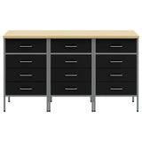 Work Cabinet with Drawer 3 pcs Black and Grey 150 x 55 x 85 cm 3321368