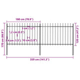 Garden Fence with Spear Top Steel 3.4x1.2 m Black 277621