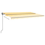 ZNTS Manual Retractable Awning with Posts 5x3.5 m Yellow and White 3070258