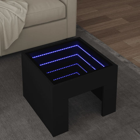 ZNTS Coffee Table with Infinity LED Black 40x40x30 cm 847596