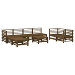 ZNTS 9 Piece Garden Lounge Set Honey Brown Solid Wood Pine 3186301