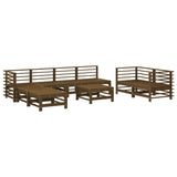 ZNTS 9 Piece Garden Lounge Set Honey Brown Solid Wood Pine 3186301