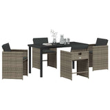 Garden Dining Set with Cushion 5 pcs Grey Poly Rattan 3379981