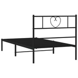 Metal Bed Frame without Mattress with Headboard Black 100x190cm 355457