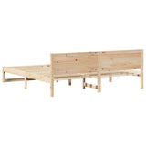 Bed Frame with Headboard Natural 200 x 200 cm Solid Pine Wood 873259