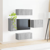 TV Wall Cabinet Set 4 pcs Grey Sonoma Engineered Wood 3408940