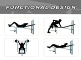 4-Levels Adjustable Weight Bench Fitness Equipment with Barbell Rack-Black T3398P349192