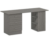 Computer Desk, Writing Table, PC Workstation with 3 Storage Shelves and Drawers, Silver Handle, for T3398P378020