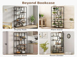 Seven-Tier Geometric Bookcase - Brown/Black T3398P423549