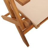 Folding Garden Chairs 4 pcs Beige Fabric and Solid Wood 3214583