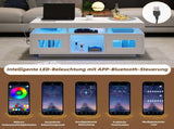 High Gloss Coffee Table with LED lights, USB PortsSockets, Centre Table with 2 doors, Sofa Side N605P368318W