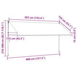43230 Manual Retractable Awning 400 cm Yellow and Blue Stripes