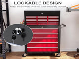 14 Drawer, Two-Part Tool Storage Chest on Wheels - Red T3398P530769