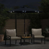 Garden Parasol with LEDs and Steel Pole Black 225x225x212cm 4005072