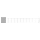 Dog House with Run Light Grey 214x1273x181 cm Galvanised Steel 3189130