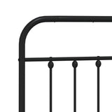 Bed Frame Black Powder-Coated Steel Double Industrial Bed Frame 352585