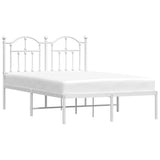 Metal Bed Frame without Mattress with Headboard White 120x200cm 353486