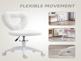 Armless Heart Computer Desk Chair, Teddy Fleece Swivel Office Chair, Makeup Vanity Chair with Height T3398P344662