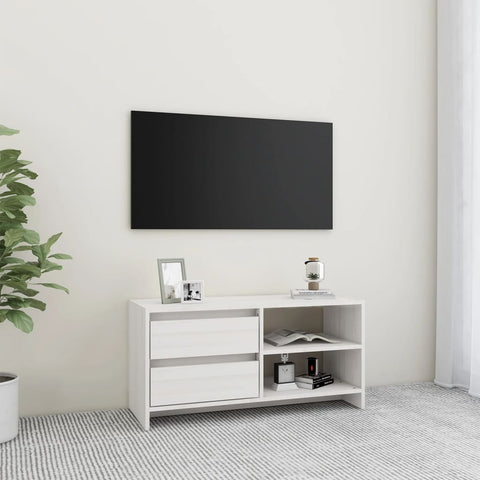 TV Cabinet White 80x31x39 cm Solid Pinewood 809895