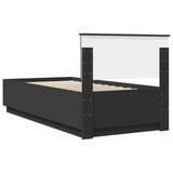 Bed Frame with Headboard Black 90 x 200 cm Engineered Wood 3408209