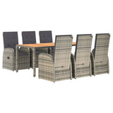 7 Piece Garden Dining Set Grey Poly Rattan&Solid Wood Acacia 3157624