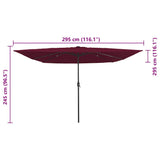 Garden Parasol Bordeaux Red 295 x 295 x 245 cm 42003664