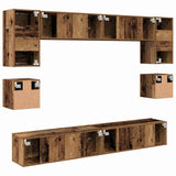 TV Cabinet Set Wall-mounted 8 pcs Old Wood Engineered Wood 3393321