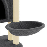 Cat Tree with Sisal Scratching Posts Dark Grey 180 cm 172033