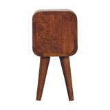 Solid Wood Extra Mini Curved Chestnut Bedside, 2 Drawers, Dark Brown B2743P403497