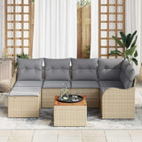 Garden Sofa Set 7 pcs Beige and Light Grey Poly Rattan 3356145