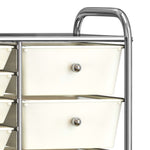 XXL 15-Drawer Mobile Storage Trolley White Plastic 320408