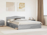Bed Frame Grey Sonoma 160 x 200 cm Solid Pine Wood 3412876