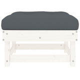 Garden Footstool with Cushion White Solid Wood Pine 825437