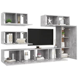 6 Piece TV Cabinet Set Concrete Grey Engineered Wood 3079135