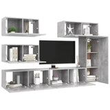 6 Piece TV Cabinet Set Concrete Grey Engineered Wood 3079135