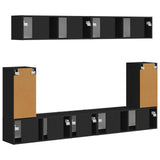 TV Cabinet Set Wall-mounted 5 pcs Black Engineered Wood 3409088
