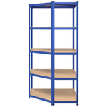 ZNTS 5-Layer Corner Shelf Blue Steel&Engineered Wood 152870