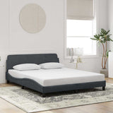Bed Frame "Dover" Dark Grey 152x203 cm Velvet 373292
