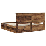 Bed Frame with Headboard Old Wood 200 x 200 cm Solid Pine Wood 3410054