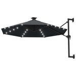 Wall-mounted Garden Parasol with LEDs 300 cm Anthracite 312524