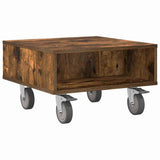 Side Table with Wheels Smoked Oak 50.5 x 50 x 30 cm 891028