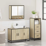 ZNTS 3 Piece Bathroom Furniture Set Sonoma Oak Engineered Wood 3301041