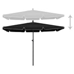 Garden Parasol with Pole 210x140 cm Black 315549