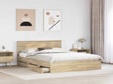 Bed Frame with Drawer Sonoma Oak 160 x 200 cm Engineer Wood 3407965
